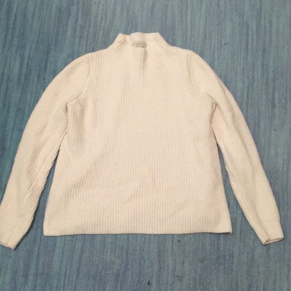 Loft ✨White Mock Turtle Neck Thick Knit Sweater